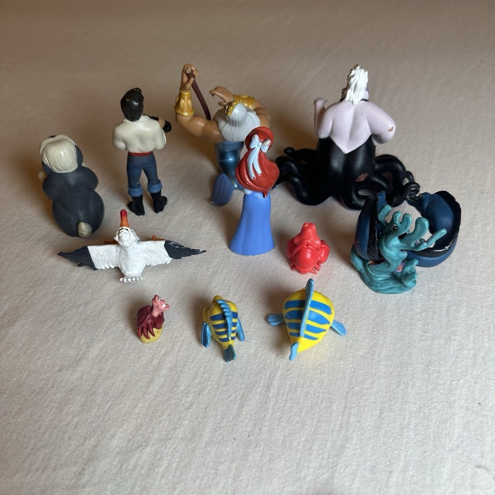 LITTLE MERMAID Figure Play Set DISNEY PVC TOY Ariel SEBASTIAN Flounder URSULA - Picture 7 of 9